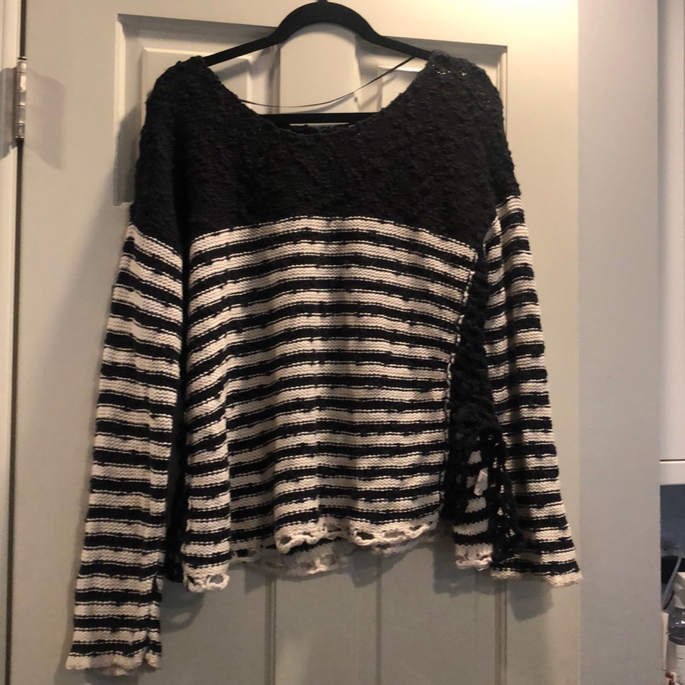 Free People French Creek stripe crochet sweater